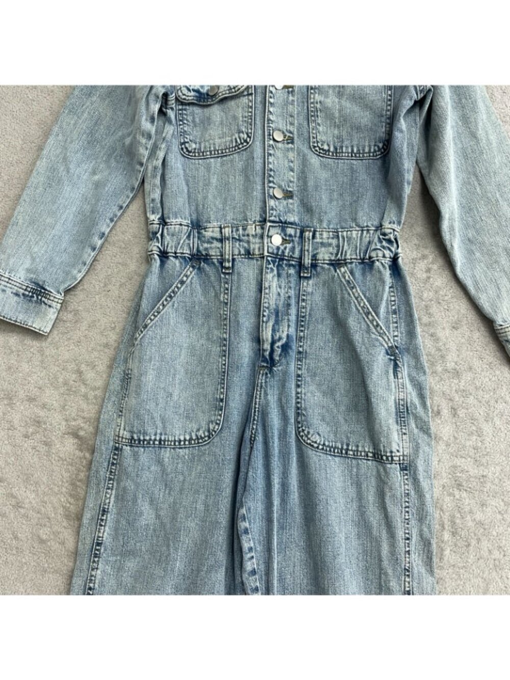 NWT Universal Thread Women’s 2R Denim Utility Jumpsuit Light Wash Button B0851 - Picture 13 of 16